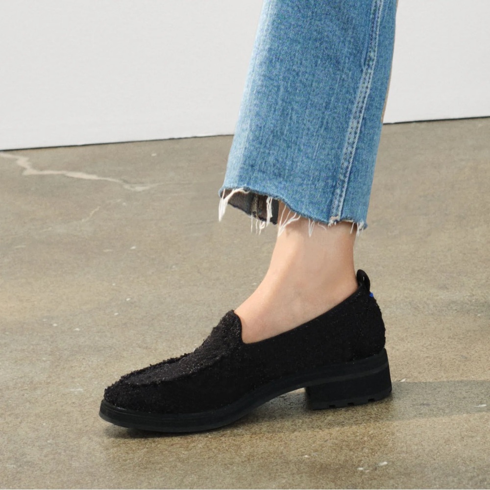 Rothy’s Lug Loafer in Black Bouclé